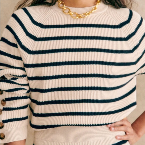 Sezane Sweaters - Sezane SAMI Navy and Ecru Stripe Sweater